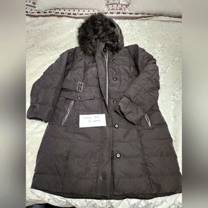 Black faux fur down coat
